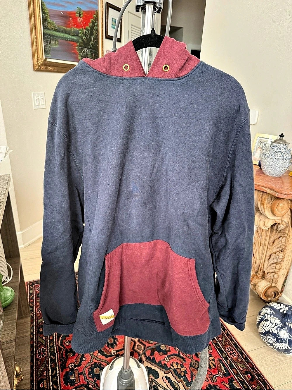 Tracksmith Trackhouse Sweatshirt Hooded Pullover Blue & Red XXL